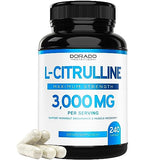 L Citrulline 3000mg Supplement (240 Capsules) Support L Arginine & Nitric Oxide Pills - Stamina, Endurance, Performance for Workouts - NO Supplements for Men - Gluten Free, Non-GMO, Vegan Capsules