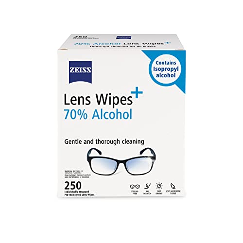 ZEISS PreMoistened Lens Cleaning Wipes with 70 Alcohol, 250 Count