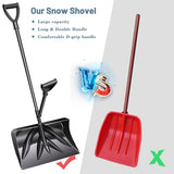 Snow Shovel, Strain-Reducing Snow Shovel with Assisted Handle, Large Capacity for Snow Removal, 53 inches Long Heavy Duty Detachable Snow Shovel with Back-Saving Fore-Grip - Black