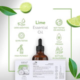 HBNO Lime Essential Oil - Huge 4 oz (120ml) Value Size - Natural Lime Oil, Cold Pressed - Perfect for Cleaning, Aromatherapy, DIY, Soap & Diffuser - Lime Essential Oils