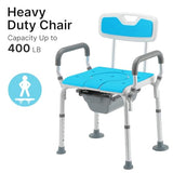 HEAO 4 in 1 Heavy Duty Bedside Commode with Arms and Back 400lbs, Medical Commode Chair with Bucket, Adjustable Padded Commode Chair for Toilet, Potty Chair for Seniors, Adults, Handicapped