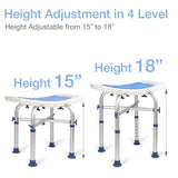 LandTale Shower Stool with Back Heavy Duty 500Lbs, Tool-Free Assembly, Anti-Slip, Sturdy Height Adjustable Bath Chair, Narrow Bathtub Shower Saet for Elderly, Senior, Handicap & Disabled