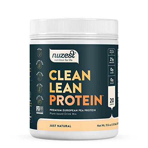 Nuzest - Pea Protein Powder - Clean Lean Protein, Premium Vegan Plant Based Protein Powder, Dairy Free, Gluten Free, GMO Free, Protein Shake, Just Natural (UNFLAVORED), 20 Servings, 1.1 lb