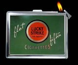 Vintage Look Lucky Strike Flat Fifties Cigarette Case with Lighter