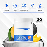 XEELA Pre Workout - Clean & Tested - Jitter Free, Safe, and Natural - Increase Thermogenic Energy, Focus, and Endurance w/Creatine, Organic Caffeine, and Plant Based Citrulline (Mango Candy)