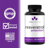 Luma Nutrition High Purity Resveratrol Capsules - 98% Trans-Resveratrol - Reservatrol Supplement - Antioxidant - USA - 60 Capsules