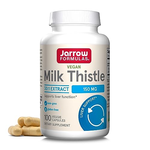 Jarrow Formulas Milk Thistle 150 mg With 30:1 Standardized Silymarin Extract, Dietary Supplement for Liver Function Support, 100 Veggie Capsules, 33-100 Day Supply