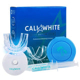 Cali White Teeth Whitening Strip Kit with LED Light + Batteries - Organic Peroxide Teeth Whitening Gel - Set of White Strips for Teeth Whitening - 2x5ml Syringes, Thermoform Whitening Trays & Case
