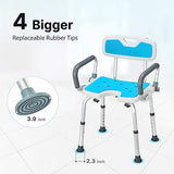HEAO Shower Chair for Elderly and Disabled, Shower Chair with Detachable Arms and Back, Including 3.9" Non-Slip Rubber Tips, Bathtub Chair for Handicap