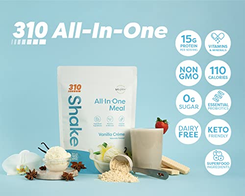 310 Nutrition – All-In-One Meal Replacement Shake Starter Kit - Fiber Rich Vegan Superfood Blend - Natural Sweeteners - Low Carb Shake, Keto & Paleo Friendly - Gluten Free - 26 Essential Vitamins & Minerals – 3 Flavors with Shaker Cup