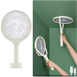 Rotating Head Rechargeable Electric Fly Swatter Electric Fly Swatter Racket Bug Zapper Racket Mosquito Zapper Indoor Bug Zapper Indoor Fruit Fly Zapper Racket Spider Killer Gnat Trap Wasp Catcher