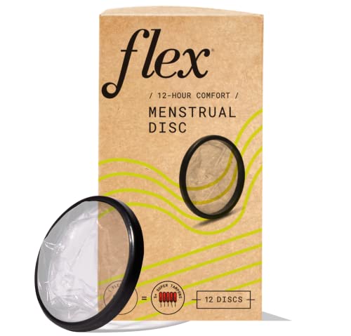 Flex Menstrual Discs | Disposable Period Discs | Reduce Cramps & Dryness | Beginner-Friendly Tampon Alternative | Capacity of 5 Super Tampons | Made in Canada | 12 Count