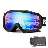 Karsaer Ski Goggles Anti-Fog Snow Goggles OTG 100% UV Protection Snowboard Goggles Bendable Dual-Lenses for Men Women Youth