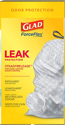 Glad ForceFlex Tall Kitchen Drawstring Trash Bags, 13 Gal, Fresh Clean Scent with Febreze, 110 Ct