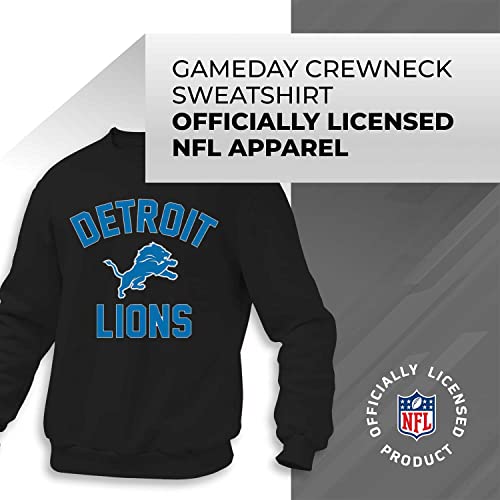 Team Fan Apparel NFL Adult Gameday Football Crewneck Sweatshirt - Cotton Blend - Stay Warm, Comfortable & Stylish on Game Day (Detroit Lions - Black, Adult Large)