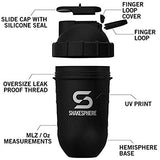 SHAKESPHERE Tumbler: Protein Shaker Bottle and Smoothie Cup, 24 oz - Bladeless Blender Cup Purees Raw Fruit with No Blending Ball - Drink Powder Mix Shake Mixer for Pre Workout, Gym (Frosted Black)