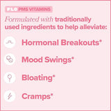 FLO PMS Vitamins for Women, 30 Servings (Pack of 3) - Proactive PMS Relief - Targets Hormonal Breakouts, Bloating, Cramps, & Mood Swings with Chasteberry, Vitamin B6, & Lemon Balm