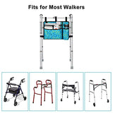supregear Walker Bag with Cup Holder, Water-Resistant Wheelchair Pouch Folding Walker Accessory Basket for Wheelchairs, Rollators, Scooters (Blue Grid)