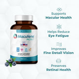 Natural Eye Health Vitamins with Bilberry Zeaxanthin Lutein - Macular Support Supplement, Formula Based On AREDS2® Clinical Trials Plus Carotenoids Quercetin EGCG - Macutene® Protect (60 Capsules)