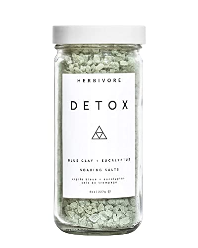 HERBIVORE Detox Soaking Bath Salts – Aromatherapeutic Blend of Pacific Sea Salts, Detoxifying + Relaxing, Eucalyptus & Lavendar, Plant-Based, Vegan, Cruelty-Free, 8 oz