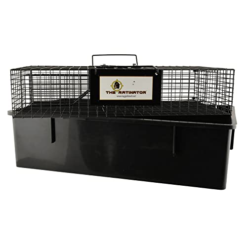 Rugged Ranch RATTR Ratinator No Poison, Easy Multiple Catch and Release Indoor and Outdoor Humane Live Trap Cage for Rodents, Black