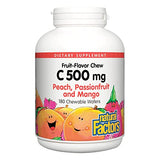 Natural Factors, Kids Chewable Vitamin C 500 mg, Supports Immune Health, Bones, Teeth and Gums, Peach, Passionfruit and Mango, 180 Wafers
