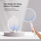 Aspectek Upgraded 3000V Electric Fly Swatter for Indoor and Outdoor, Portable, Foldable, Rechargeable with Improved Battery Life, USB Charging Cable(2 Pack)
