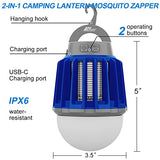 Wisely Bug Zapper Outdoor/Indoor Electric, USB-C Rechargeable Mosquito Killer Lantern Lamp, Portable Insect Electronic Zapper Indoor Trap, with LED Light Blue 1PK