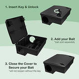 Rat Bait Stations by Eco Pro Pest Control | 2-Pack, Refillable Rat & Mouse Bait Station | Kid & Pet-Safe Indoor & Outdoor Rat Bait Station | with 2 Locks & Keys | Cruelty-Free Rat Trap Alternative