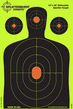 Splatterburst Targets - 12 x18 inch - Silhouette Splatter Target - Easily See Your Shots Burst Bright Fluorescent Yellow Upon Impact - Made in USA (50 Pack)