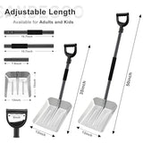 Aluminum Snow Shovel for Snow Removal, 55 inch Long 10.3” Wide Heavy Duty Snow Shovel for Driveway,Lightweight Emergency Shovels with D Grisp Handle for Car,Walkway,Decking,Collapsible Scoop