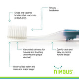 Nimbus Extra Soft Toothbrushes (Regular Size Head), Periodontist Design Tapered Bristles for Sensitive Teeth and Receding Gums, Individually Wrapped Plaque Remover Travel Toothbrush (5 Pack, Colors May Vary)