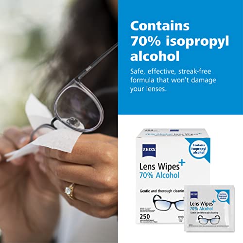 ZEISS PreMoistened Lens Cleaning Wipes with 70 Alcohol, 250 Count