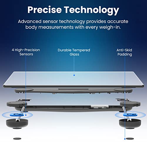 Etekcity Digital Body Weight Bathroom Scale, Large Blue LCD Backlight Display, High Precision Measurements, 8mm Tempered Glass, 440 Pounds