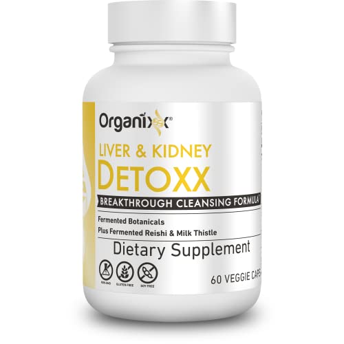 Organixx Liver & Kidney Detox Cleanse Supplement, Plant Extract + Herbal Supplements for Digestive Health, Sleep Support, and More Energy, Gluten Free, Non GMO, Soy Free - 60 Vegetarian Capsules