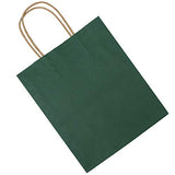 bagmad 100 Pack 8x4.75x10 inch Medium Green Gift Paper Bags with Handles Bulk, Kraft Bags, Craft Grocery Shopping Retail Party Favors Wedding Bags Sacks (Dark Green, 100pcs)