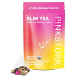 Pink Stork Slim Tea with Organic Dandelion Root, Green Tea, Ginger and Hibiscus for Detox, Bloating Relief, Metabolism Support, and Energy - Approximately 35 mg Caffeine - 15 Sachets