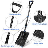 Snow Shovel Kit for Car Emergency, 4 Sections Collapsible Sport Utility Shovel Portable Snow Scoop Sand Mud Snow Removal Tool for Driveway, Camping and Outdoor Activities,Black