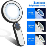 Magnifying Glass with Light, Handheld Illuminated Lighted Magnifying Glass with 21 Led, 3 Light Modes & Rechargeable USB Magnifier Seniors, Reading, Macular Degeneration, Exploring, Coins (Black)