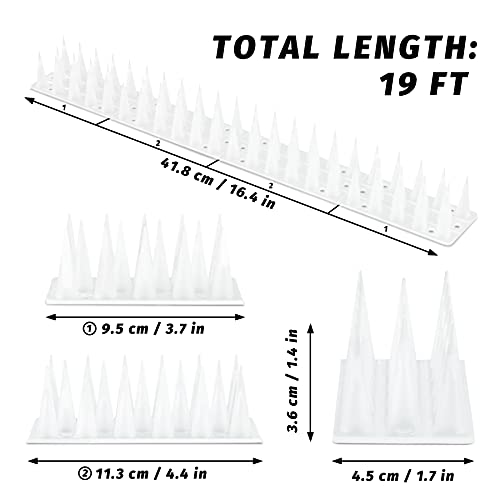 Grovind Birds Spikes Anti Climb Spikes Plastic Spikes to Defence Cat, Racoon and Small Animals Apply to Fences, Roof Keep Birds Away