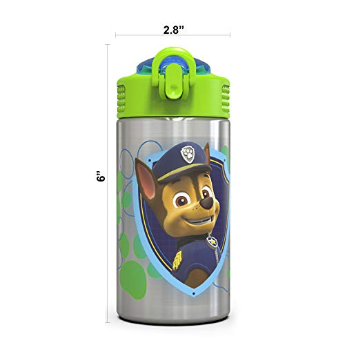 Zak Designs 15.5oz Stainless Steel Kids Water Bottle with Flip-up Straw Spout - BPA Free Durable Design, Paw Patrol Boy SS