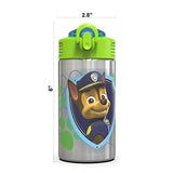 Zak Designs 15.5oz Stainless Steel Kids Water Bottle with Flip-up Straw Spout - BPA Free Durable Design, Paw Patrol Boy SS