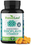 ForestLeaf Vitamin B2 Riboflavin, 400mg – Non-GMO, Gluten Free Daily Dietary Supplement Unflavored,Capsule, 90 Count (Pack of 1)