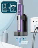 Rechargeable Electric Toothbrush for Adults and Teens - Sonic Electric Toothbrushes with 8 Dupont Brush Heads,High Power Electric Toothbrush with Travel Case, 3 Hours Charge Use for 120 Days - Purple