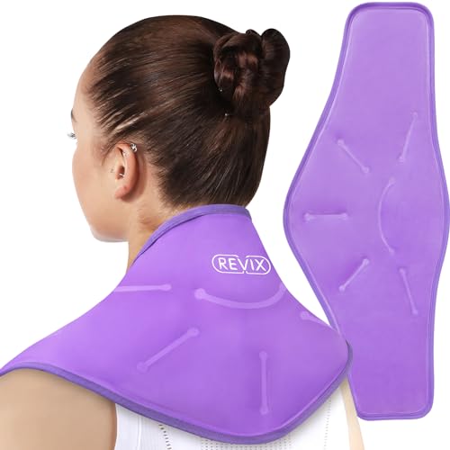 REVIX XL Neck Ice Pack Wrap for Pain Relief, Cervical Ice Pack for Injuries Reusable Gel Cold Pack for Neck Injury, Swelling, Bruises, Inflammation, Hot and Cold Compress for Neck Shoulders Purple