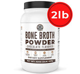 Bone Broth Protein Powder, Chocolate, Grass Fed 2lbs, 42 servings 17g protein, 13g Collagen. Low Carb, 2 net Carb, Dairy Free, Keto Friendly Bone Broth Protein Supplement with Collagen Types I & III