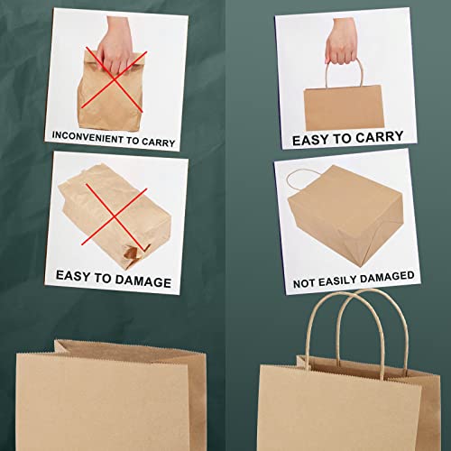 METRONIC Paper Gift Bags 8x4.75x10.5 100Pcs Brown Paper Bags with Handles Bulk, Kraft Paper Bags for Small Business, Birthday Wedding Party Favor Bags, Christmas Gift bags, Retail shopping Bags