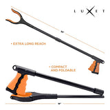 Grabber Reacher Tool - 2 Pack - Newest Version Long 32 Inch Foldable Pick Up Stick - Strong Grip Magnetic Tip Lightweight Trash Picker Claw Reacher Grabber Tool Elderly Reaching - by Luxet (Orange)