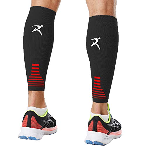 Rymora Leg Compression Sleeve, Calf Support Sleeves Legs Pain Relief for Men and Women, Comfortable and Secure Footless Socks for Fitness, Running, and Shin Splints – Black, X-Large (One Pair)