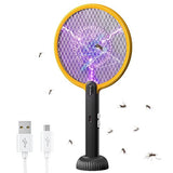 PALONE Electric Fly Swatter 4000V Bug Zapper Racket 2 in 1 Fly Swatter Electric Fly Zapper Racket with 3 Layers Safety Mesh USB Rechargeable Insect Racket for Mosquitoes Flies Gnats (Yellow/Black)